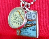 BoyFriend Map Pendants In Shiny Silver, Custom Order Map Jewelry