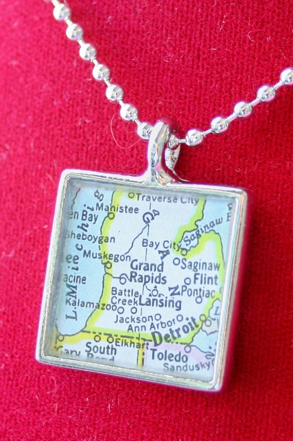 Grand Rapids-Lansing-Michigan Map Pendant