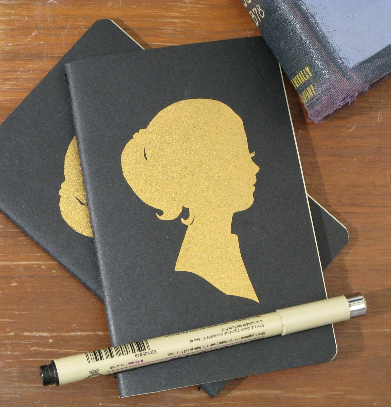 screenprinted moleskine cahiers notebook journal (ruled pages), golden girl LAST ONE