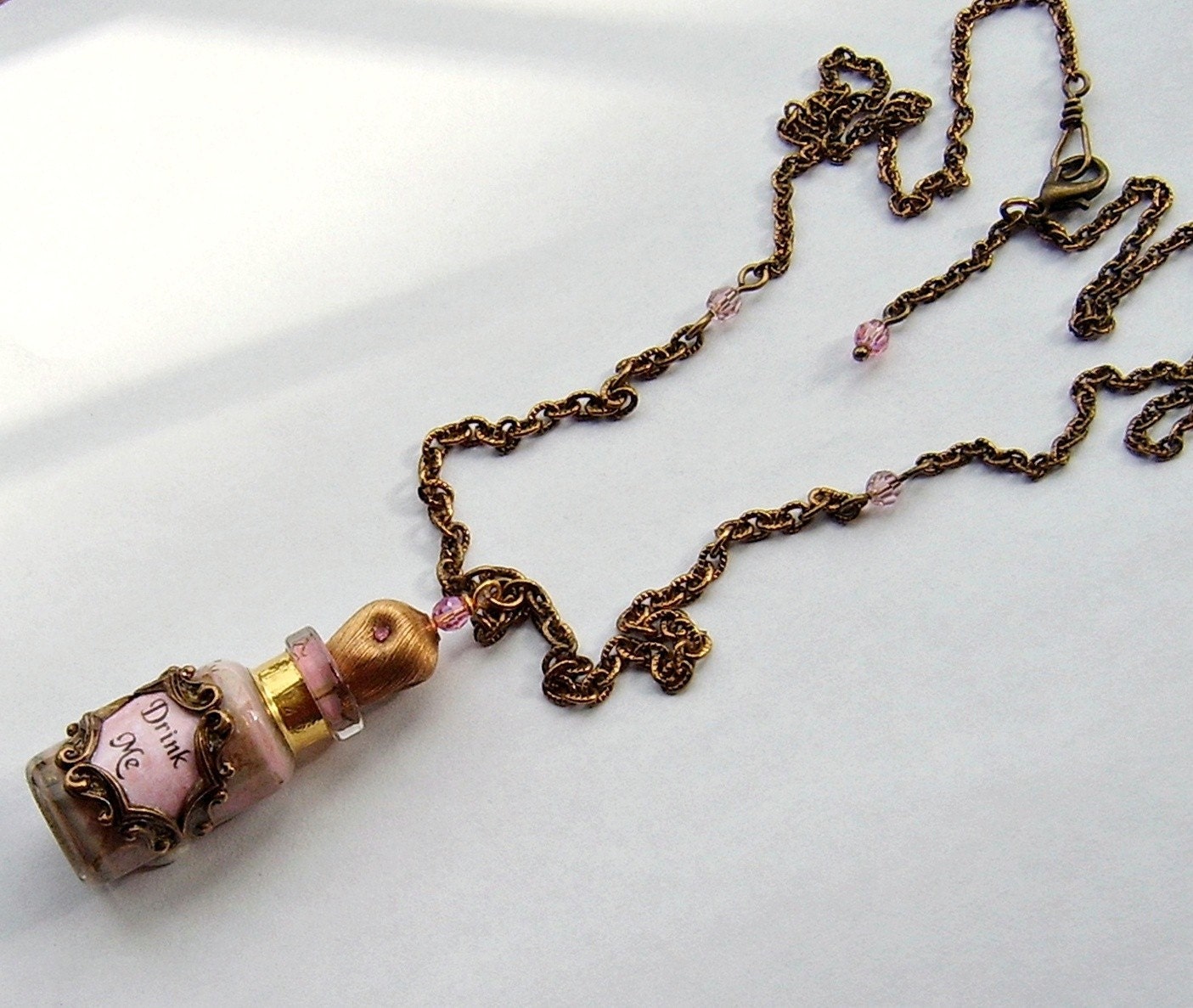 Alice in Wonderland Pink 'Drink Me' Bottle Pendant
