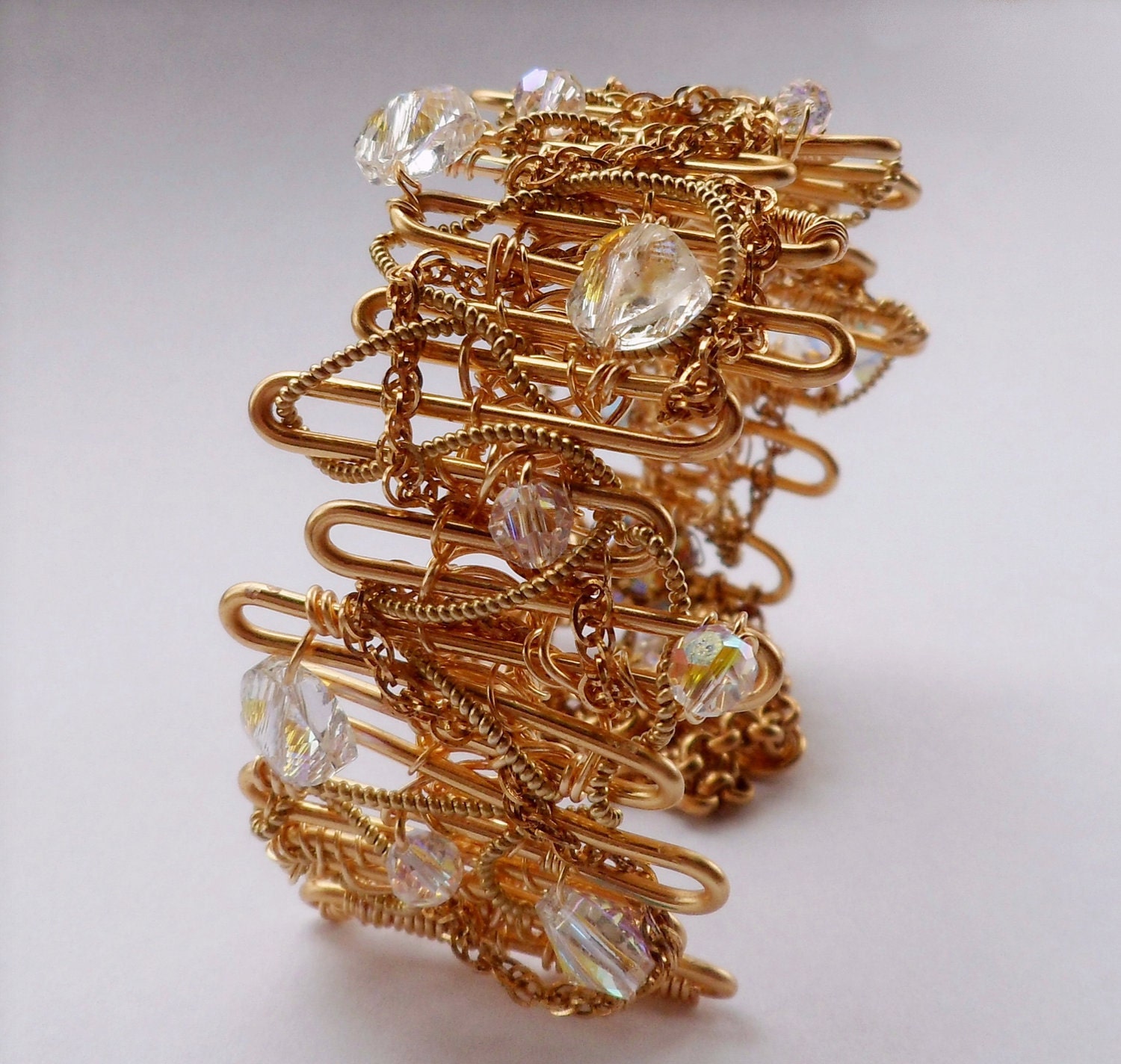 Golden Crystal Chaos Bracelet by traceyanne on Etsy