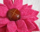 Purple Cone Flower Brooch, Eco Friendly Recycled Wool Sweater Flower Pin