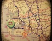 Map art print - true love san diego - candy heart photo print custom engagement wedding anniversary gift nursery wall decor
