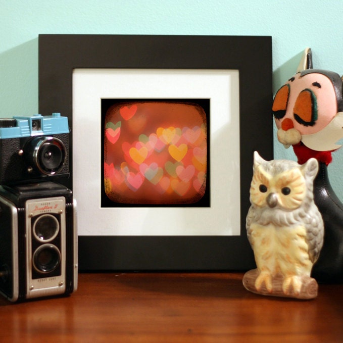 bokeh hearts I 5x5 ttv photo print - wedding art kids room wall decor engagement anniversary