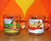 vintage mugs 1978 garfield cartoon mcdonald's glass coffee cups set of 2