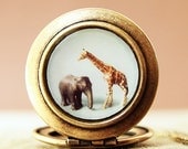 The Giraffe and The Elephant - Photo Locket Necklace-Collaboration with heartworksbylori