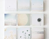 The Pale Blues - set of 9 wood photo art blocks - room decor, beach themed, pale blue toned - SusannahTucker