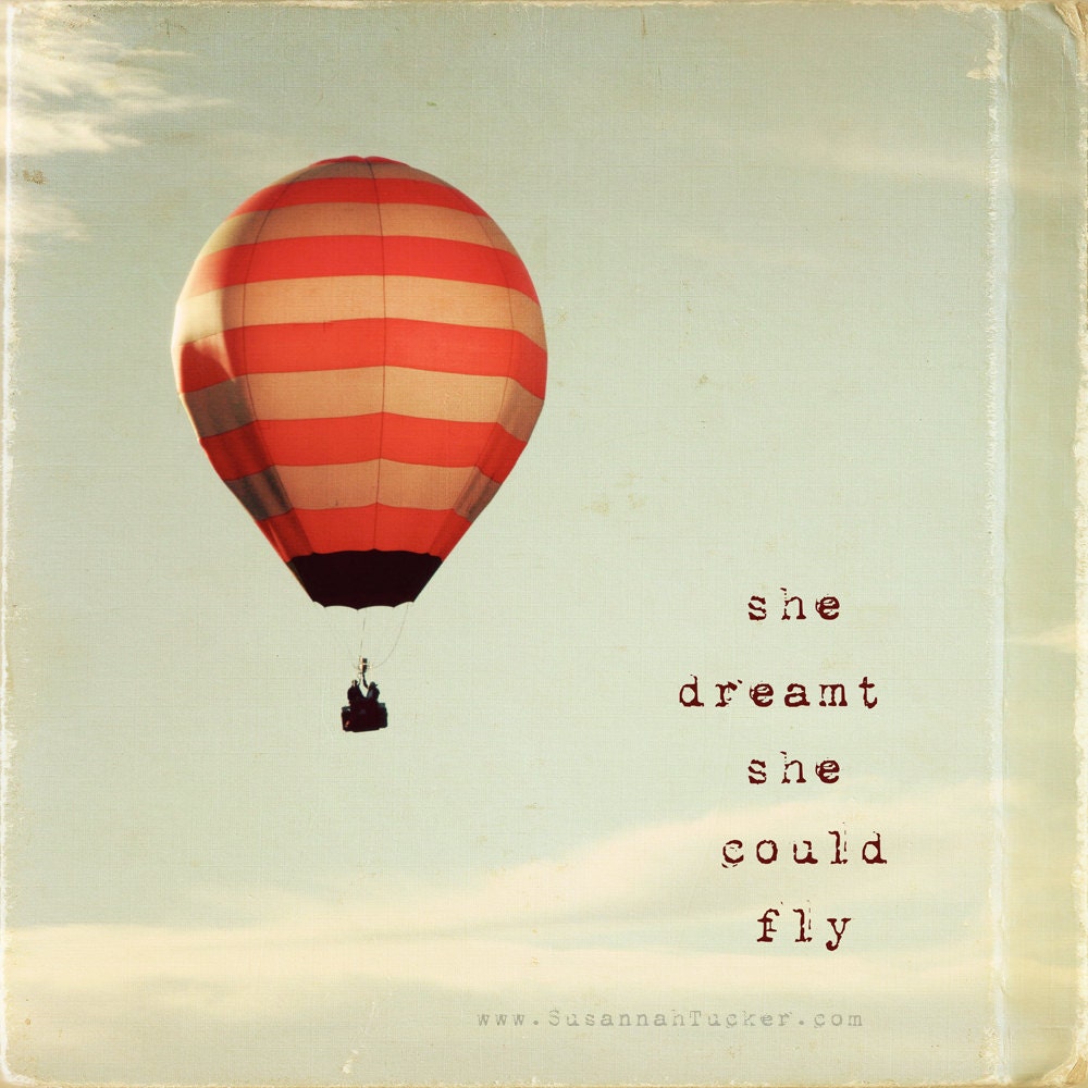 she believed in serendipity - 8x8" whimsical hot air balloon photo