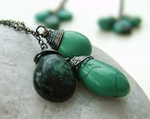 Natural Green Turquoise Blackened Silver Necklace - OVGilliesDesigns