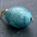 astel aqua blue gold sparkle Murano Venetian glass lampwork chain necklace. Statement pendant. Sea, ocean, sky. Wedding, bridal jewellery