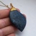 Indigo Pietersite pendant gold chain necklace. Navy ink blue leaf natural untreated statement stone. Midnight woodland, sea wave jewellery