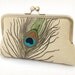 Peacock feathers - luxury silk and linen clutch bag
