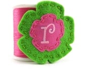 Flower Power Hair Clip in Lime Green and Fuchsia Personalized