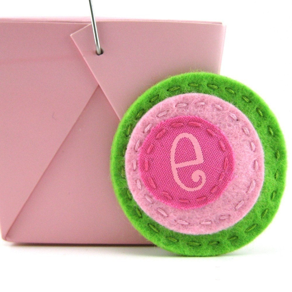 Polka Dot Hair Clip in Lime Green Light Pink and Fuchsia