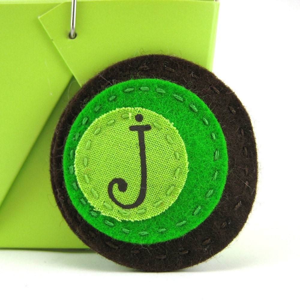 Polka Dot Hair Clip in Chocolate Brown and Lime Green Personalized