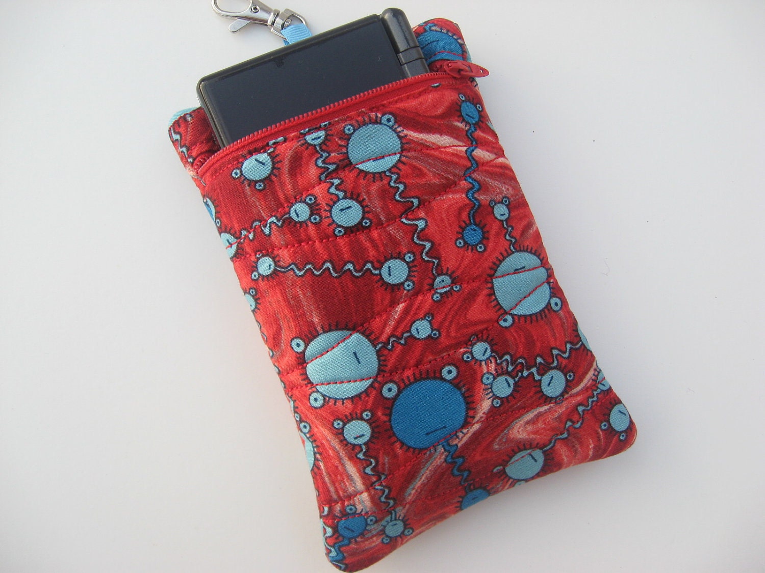 Nintendo DSi Case - Nintendo DS case - camera case - padded case - Red and Blue Germania Fabric