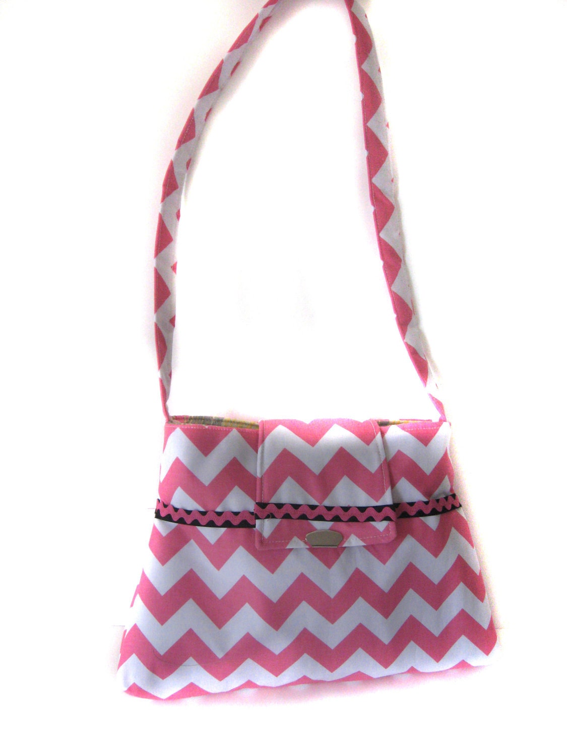 Chevron Pink Handbag Shoulder Purse Cross Body Bag