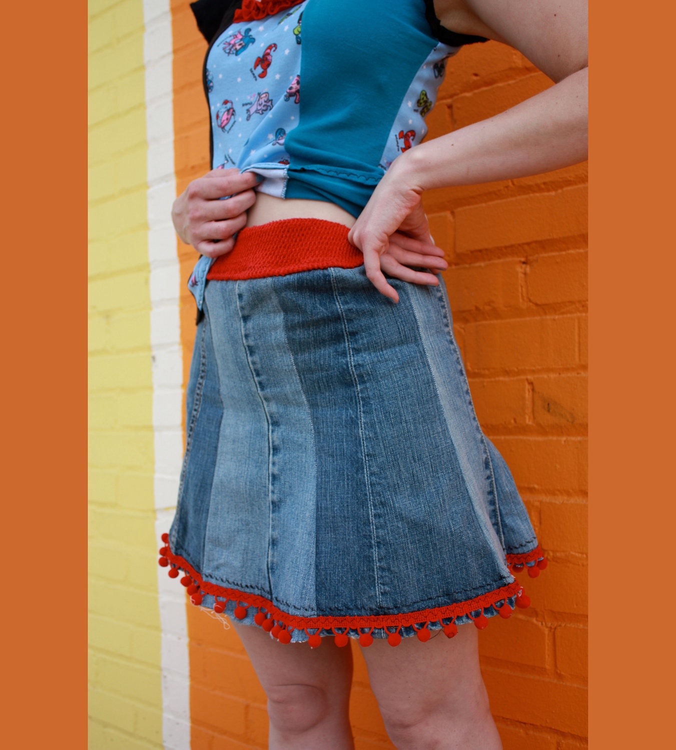 Custom Made to Order Denim Upcycled Jeans Skirt