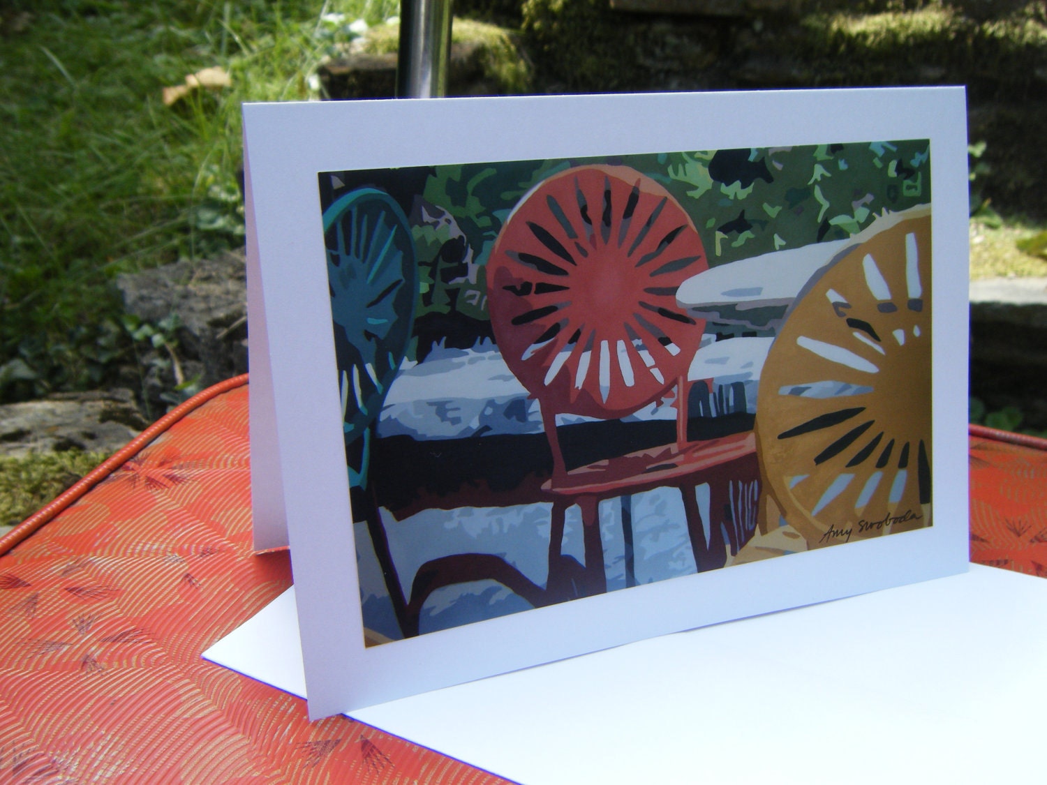 Terrace Chairs Art Print Greeting Card
