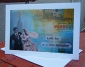 Each day is a new adventure - wedding card or thank you card for travel themed wedding