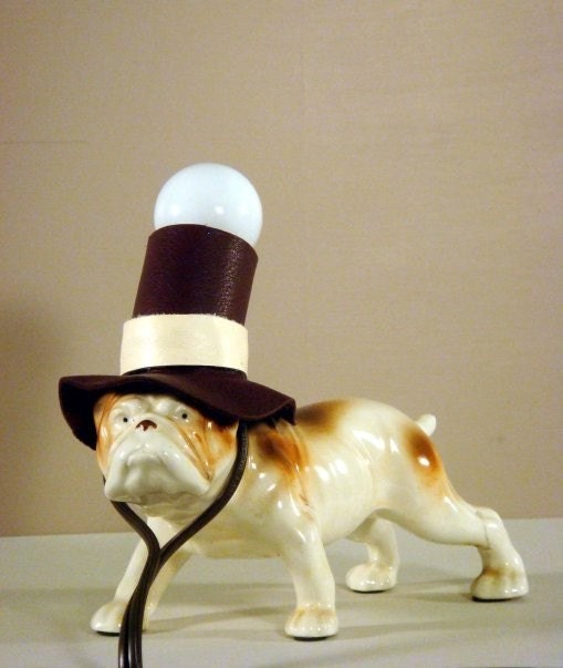 Ceramic Bull Dog Lamp Light