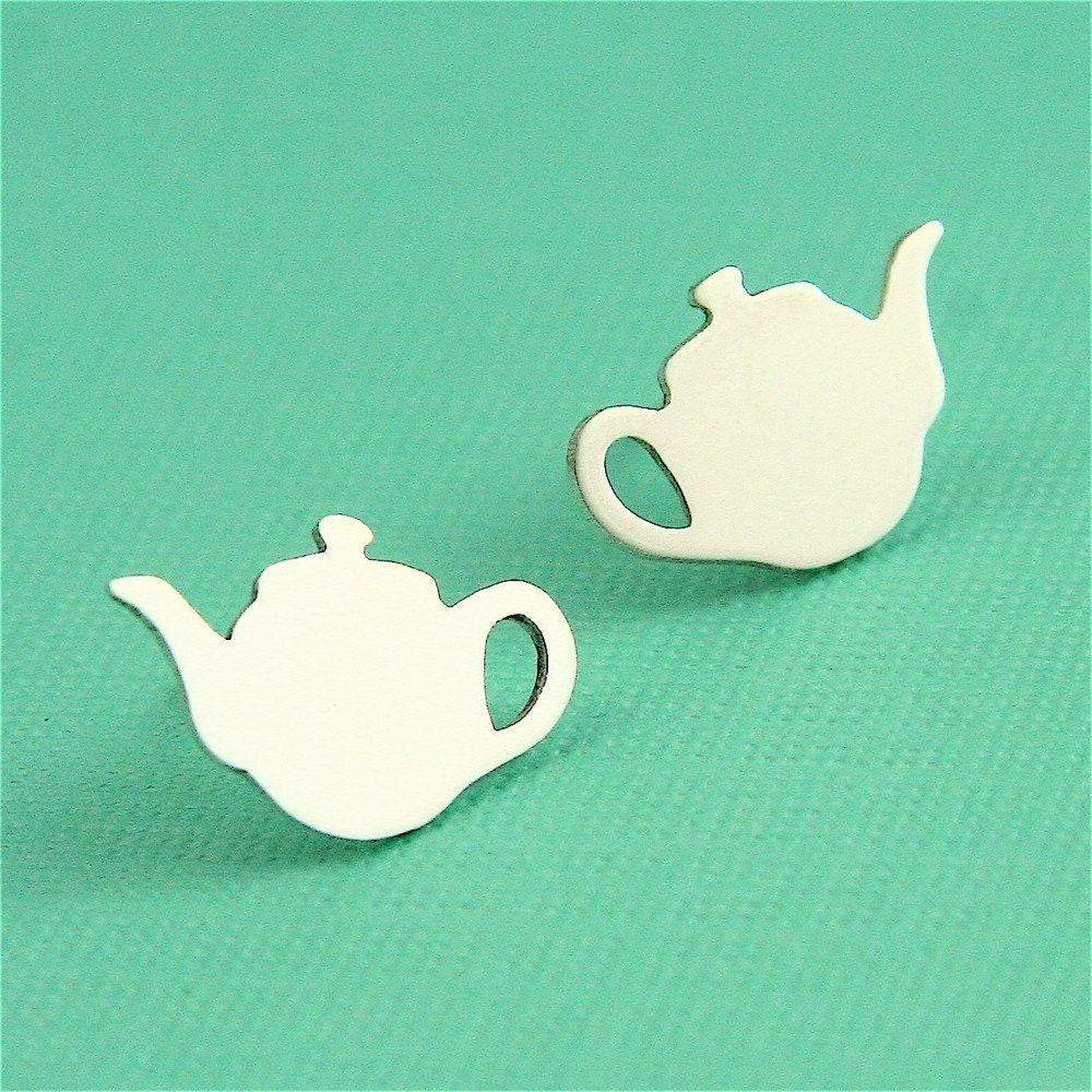Silver Tiny Whimsical Teapot Studs
