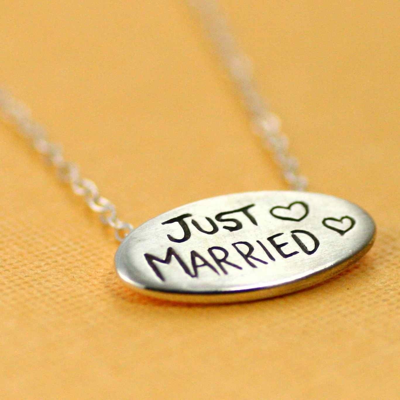 Just Married Sterling Silver Necklace