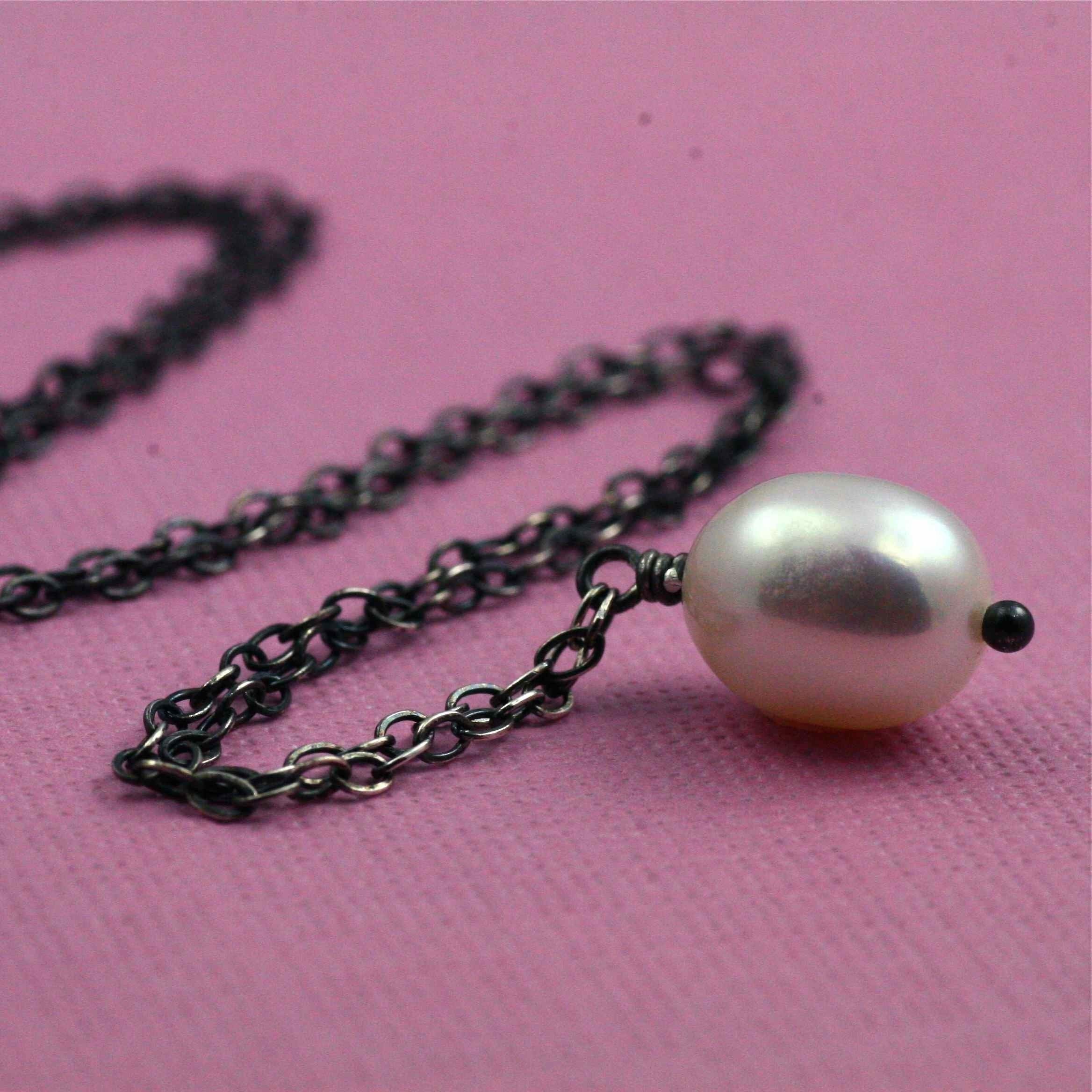 Tiny Pearl Drop Necklace, YOU CHOOSE from 5 Colors
