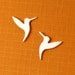 Fluttering Hummingbird Silhouette Stud Earrings in Silver