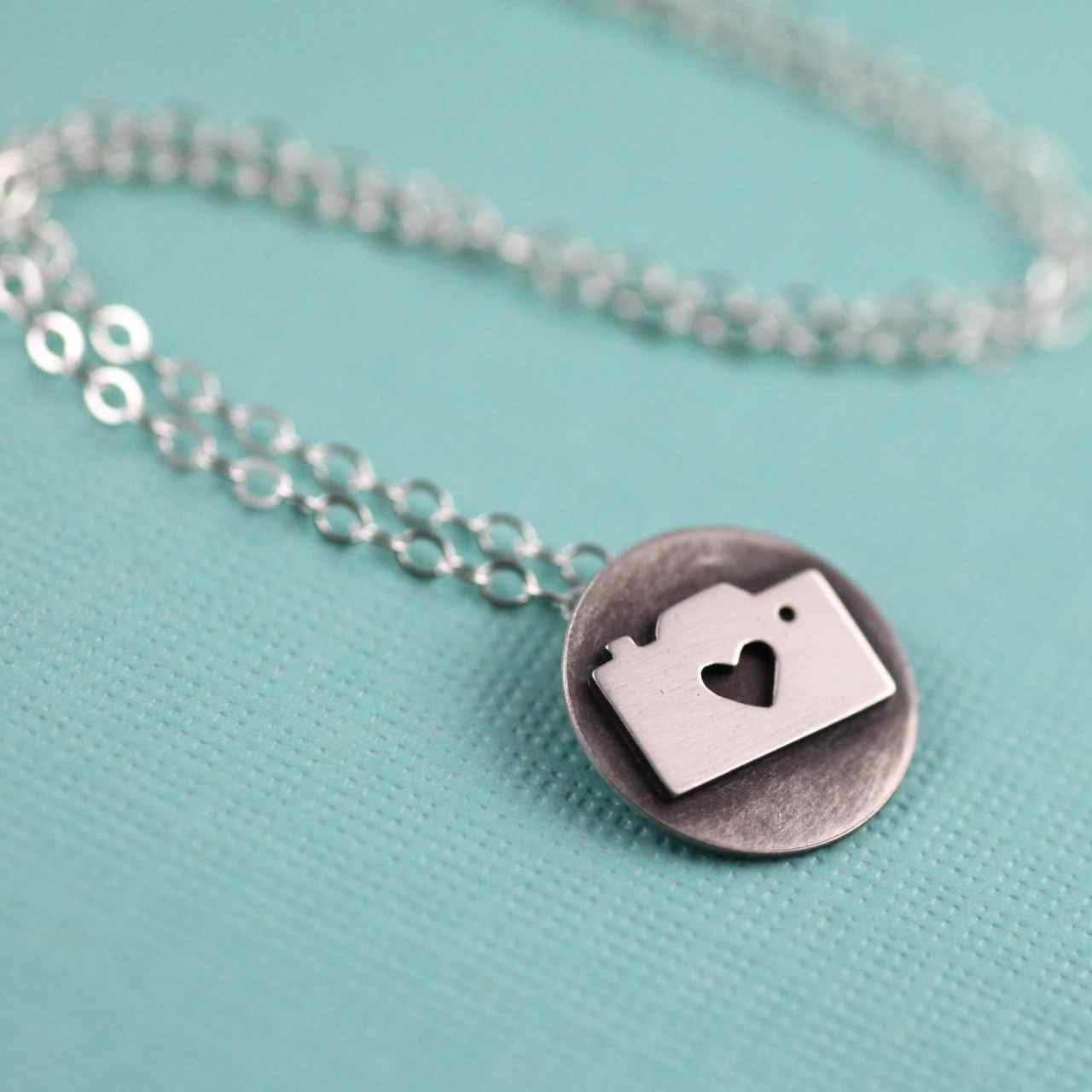 Tiny Camera Love Token Necklace in Silver