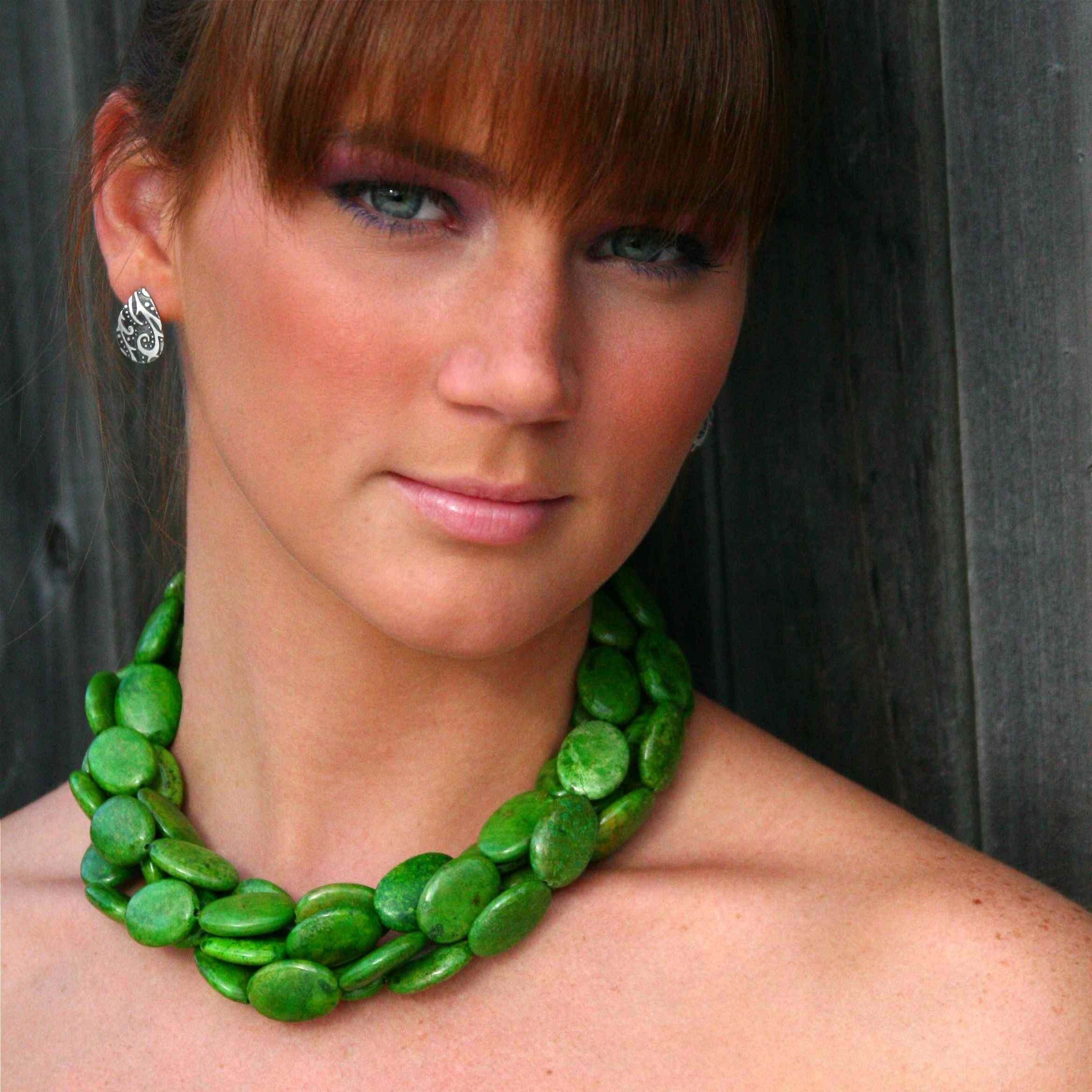 Chunky Kelly Green Chalk Turquoise Necklace