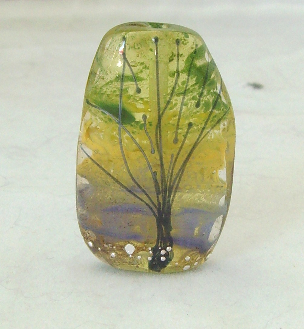 Fireballbeeds - A Spring Morning(tree bead) - Artisan Lampwork Bead (1 bead)