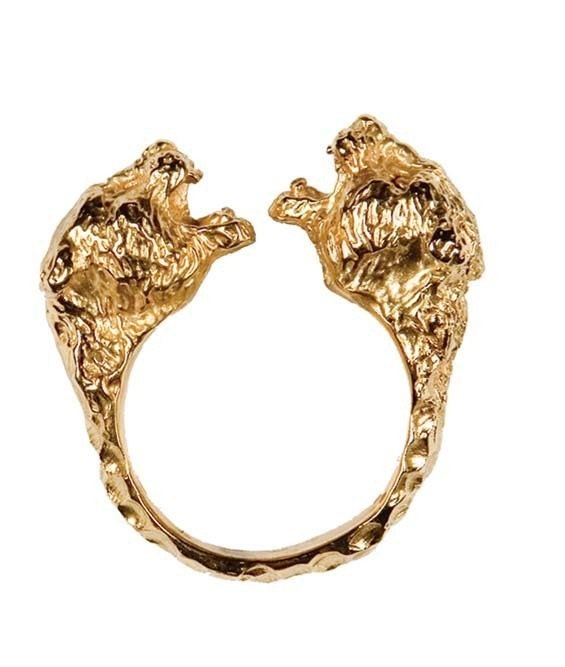 Golden Double Panther Ring
