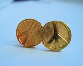 Vintage Peace Sign Earrings-Gold