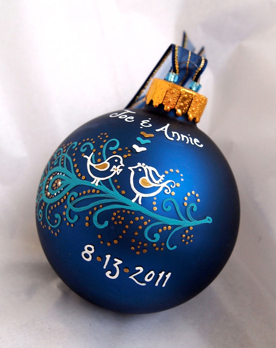 Peacock Wedding Ornament - Personalized