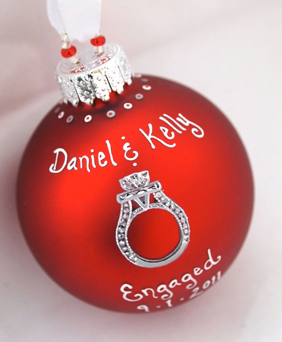 Custom Wedding/Engagement Ring Ornament in Red