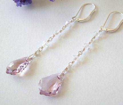 Princess Swarovski Baroque Earrings (Light Amethyst)