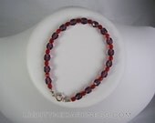 Amethyst and Ruby Glass Bead Bracelet with Sterling Silver Clasp