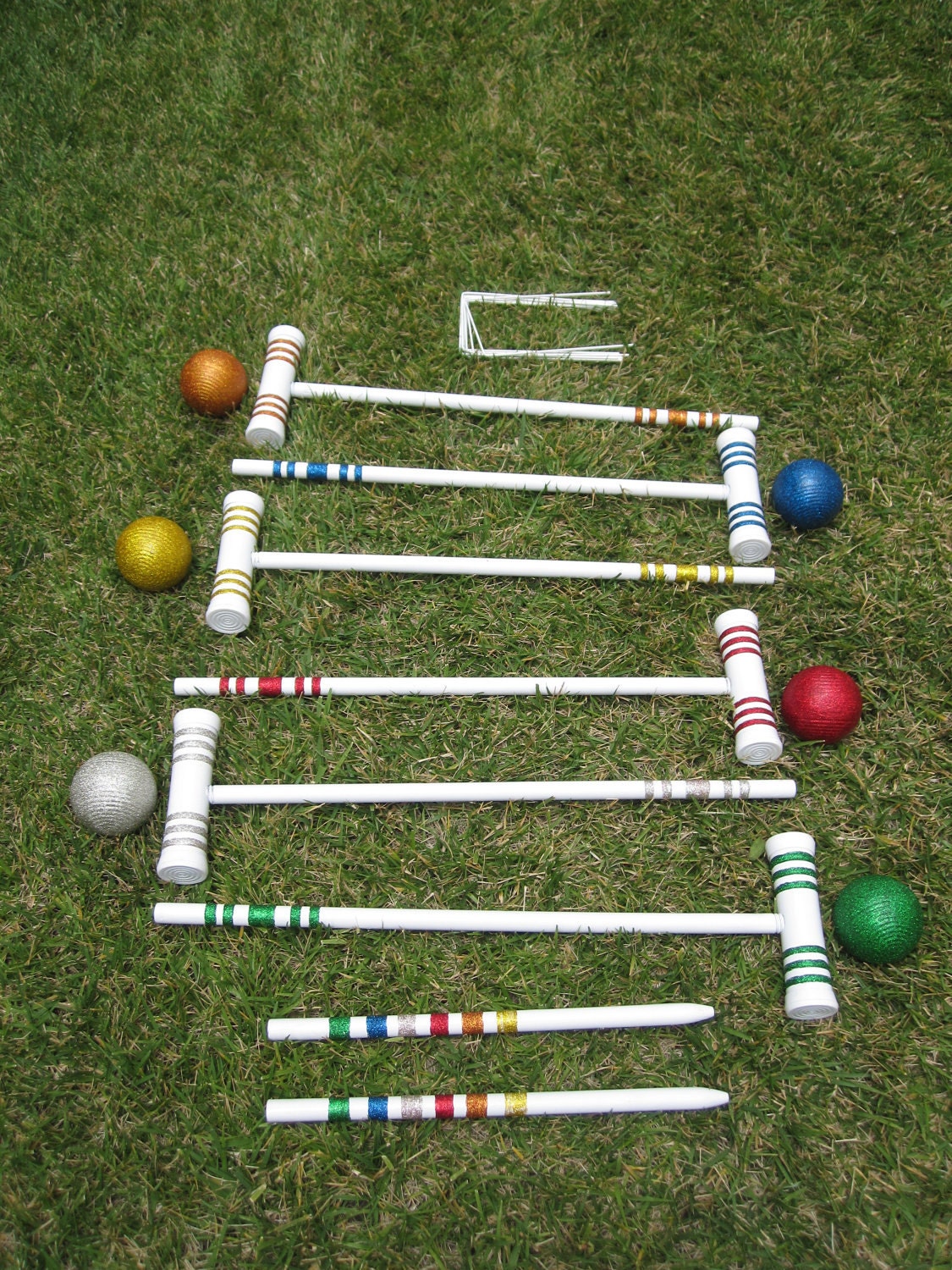 Rainbow Glittered Croquet Set