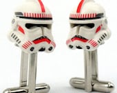 SALE- Star Wars Red Shock Storm Trooper Helmet Cufflinks