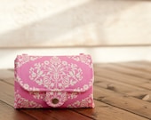 iPhone SmartPhone Accordion Wallet  6 Card Slots  with ID Pocket  / Park Fountains in Pink -- PREORDER