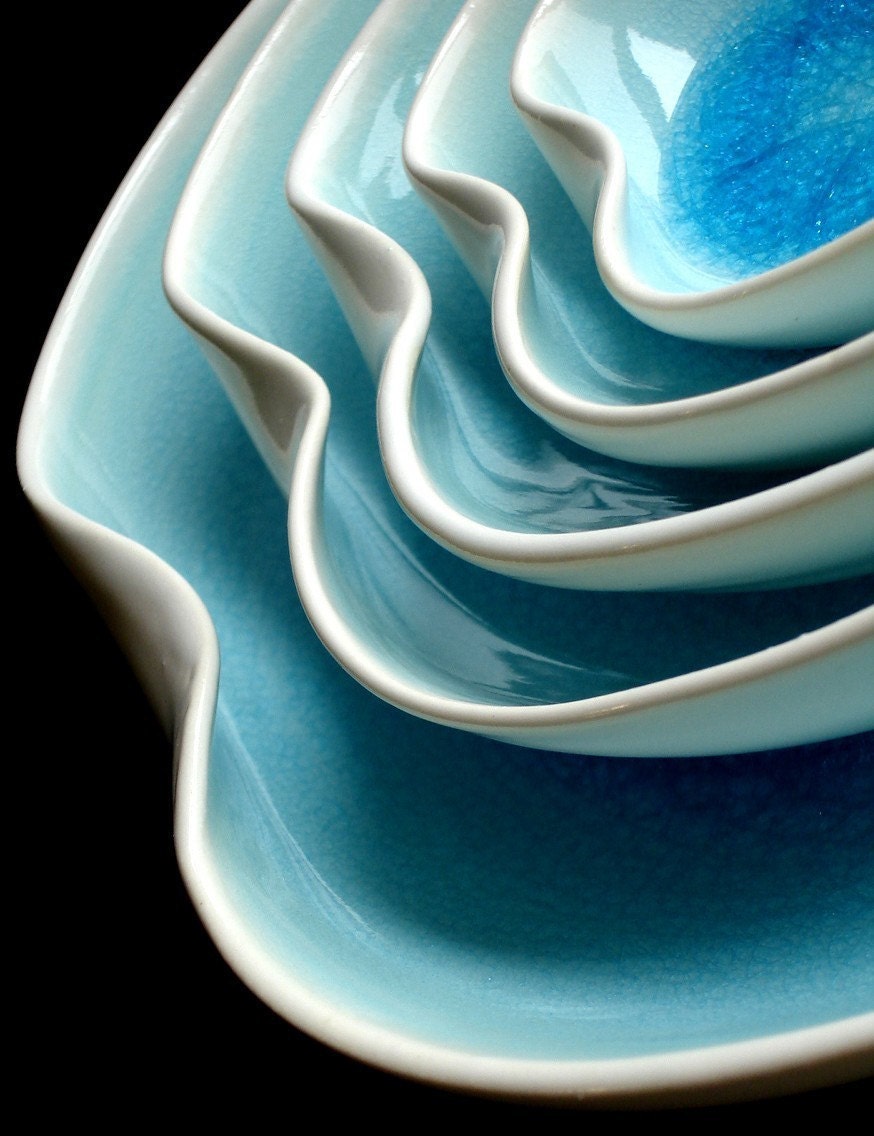 Aqua Blue Nesting Plate Set - MADE TO ORDER