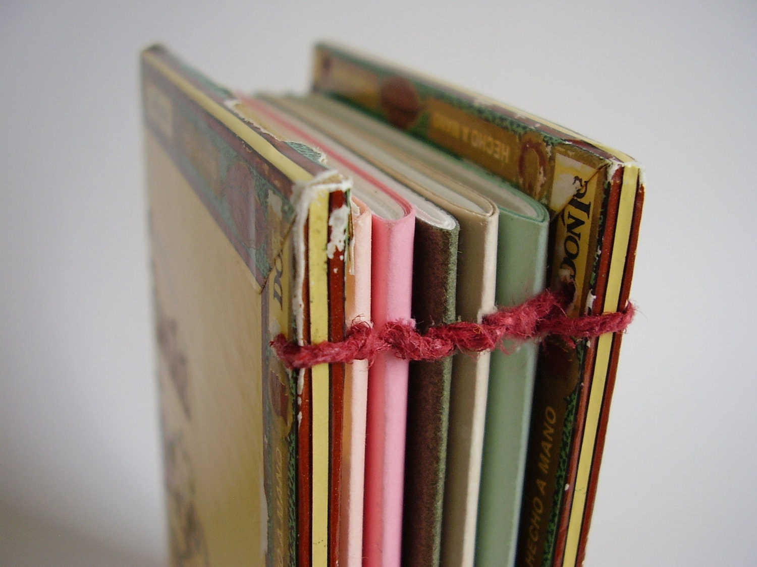 Handbound Coptic Cigar Box Recycled Journal, Reclaimed Notebook