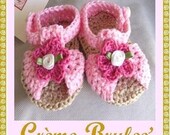 The Cutest Thing Ever - Creme Brulee Hand Crocheted Summer Sandal for Baby -0-11 Mos (Size 1 and 2)