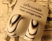 Black & White Agate Hoops - lucite hoop earrings