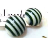 Moss Striped Button Posts - lucite earrings