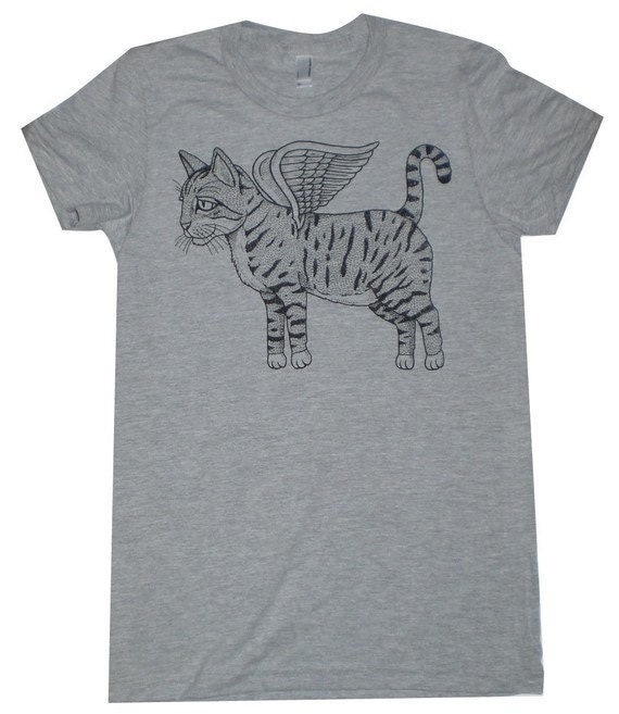 Flying Cat Womens T-Shirt Small, Medium, Large, XL in 9 Colors
