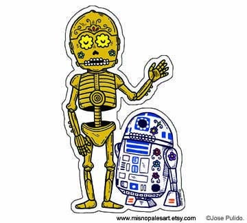 Droid Calaveras Die Cut Vinyl Sticker
