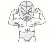 El Santo Enmascarado Limited Edition Gocco Screenprint