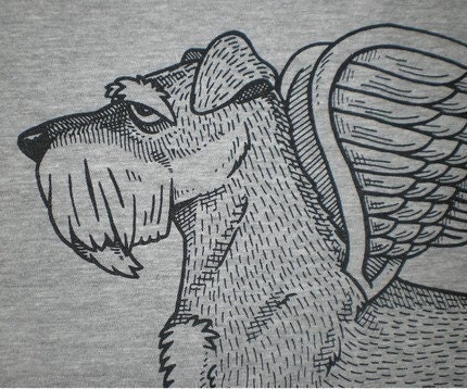 Flying Schnauzer Womens T-Shirt Small, Medium, Large, XL in 9 Colors